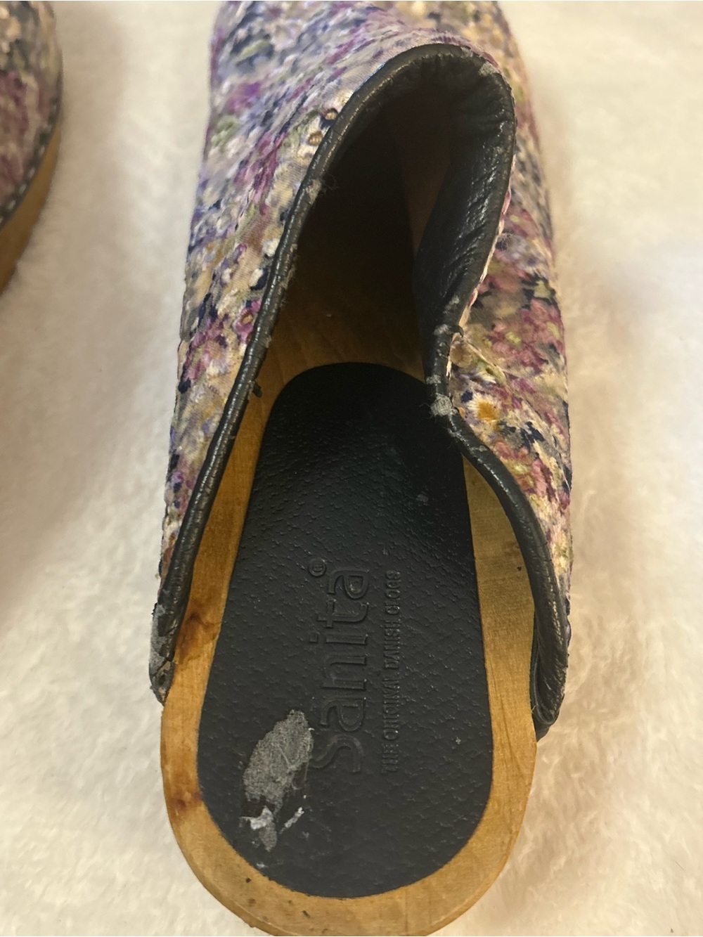 Sanita Floral Leather Professional Clogs Wood Sole Slip On Comfort EU 42 - Picture 9 of 15